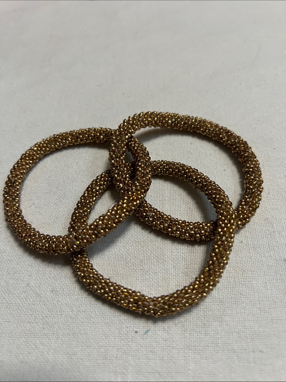 Nordstrom Metallic Gold Beaded Stretch Bracelet Set